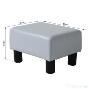 Taburet dreptunghiular HOMCOM captusit si imbracat in piele artificiala alba 
