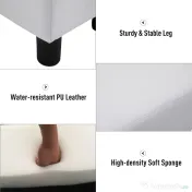 Taburet dreptunghiular HOMCOM captusit si imbracat in piele artificiala alba 