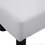 Taburet dreptunghiular HOMCOM captusit si imbracat in piele artificiala alba 