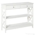 HOMCOM Consolă, cu 2 Sertare și Rafturi Reglabile, Design Modern, Structură Solidă cu Sistem Anti-Răsturnare, 100x30.5x80 cm, Albă | Aosom Romania
