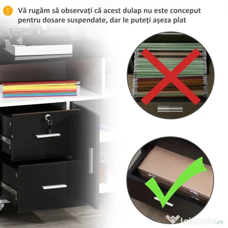 HOMCOM Suport Imprimantă cu Sertare Dulapior Multifuncțional Spațiu de Stocare pentru Birou și Acasă Design Modern Alb | Aosom Romania