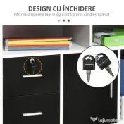 Homcom Suport Imprimanta, Mobilier Negru si Alb cu Sertare