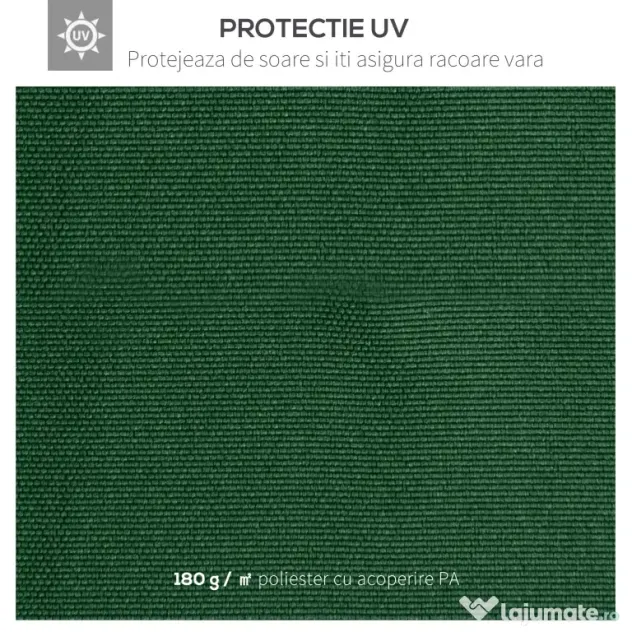 Outsunny Acoperis de Schimb 3x3m, Prelata de Schimb pentru Foisor de Gradina din Poliester cu Orificiu de Ventilatie, Verde | AOSOM RO