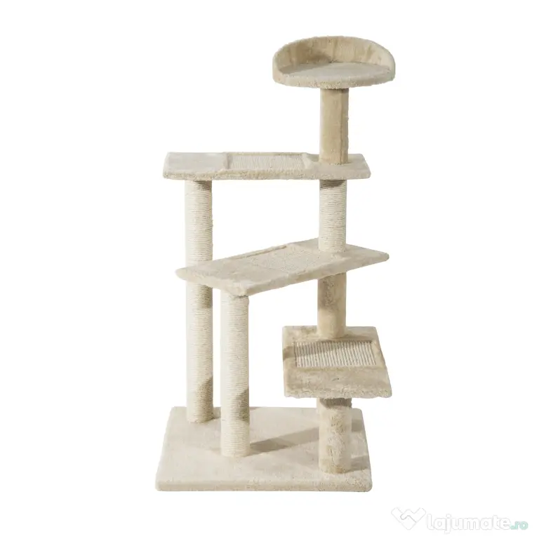 PawHut Ansamblu de Joacă Multinivel pentru Pisici cu Stâlp Zgâriat Sisal 50x50x100cm | Aosom Romania