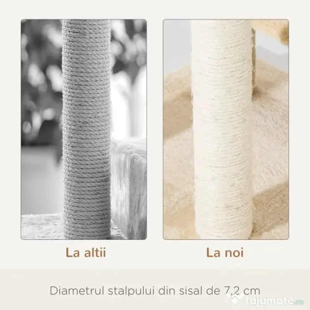 PawHut Ansamblu de Joacă Multinivel pentru Pisici cu Stâlp Zgâriat Sisal 50x50x100cm | Aosom Romania