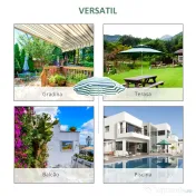Outsunny Umbrelă de Plajă cu Acoperiș Înclinabil la 45°, Ø1.8x2 m, Verde și Alb | Aosom Romania