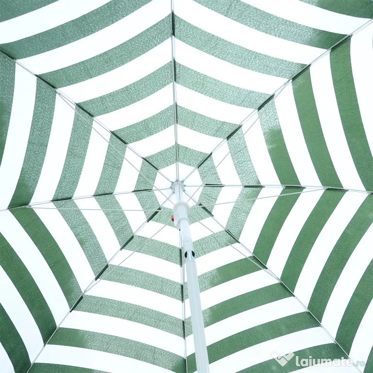 Outsunny Umbrelă de Plajă cu Acoperiș Înclinabil la 45°, Ø1.8x2 m, Verde și Alb | Aosom Romania