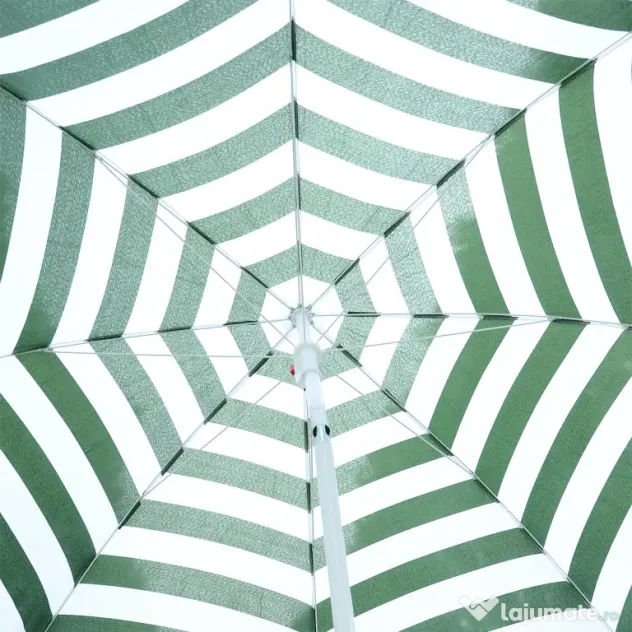 Outsunny Umbrelă de Plajă cu Acoperiș Înclinabil la 45°, Ø1.8x2 m, Verde și Alb | Aosom Romania