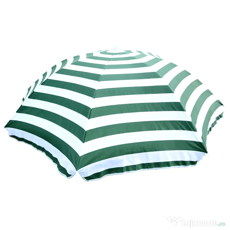 Outsunny Umbrelă de Plajă cu Acoperiș Înclinabil la 45°, Ø1.8x2 m, Verde și Alb | Aosom Romania