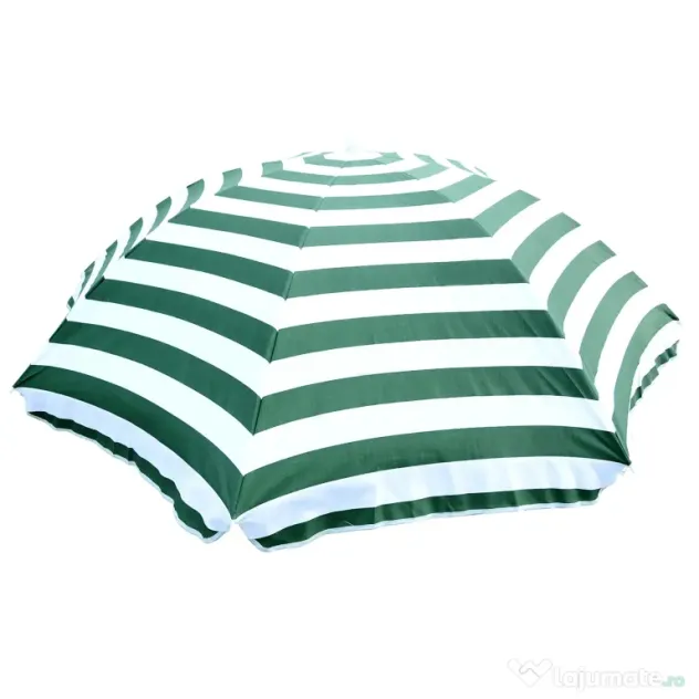 Outsunny Umbrelă de Plajă cu Acoperiș Înclinabil la 45°, Ø1.8x2 m, Verde și Alb | Aosom Romania