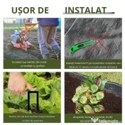 Outsunny Foaie Neagra de Mulci 50x2m pentru Gradina, Sera, Gradina Drenaj 