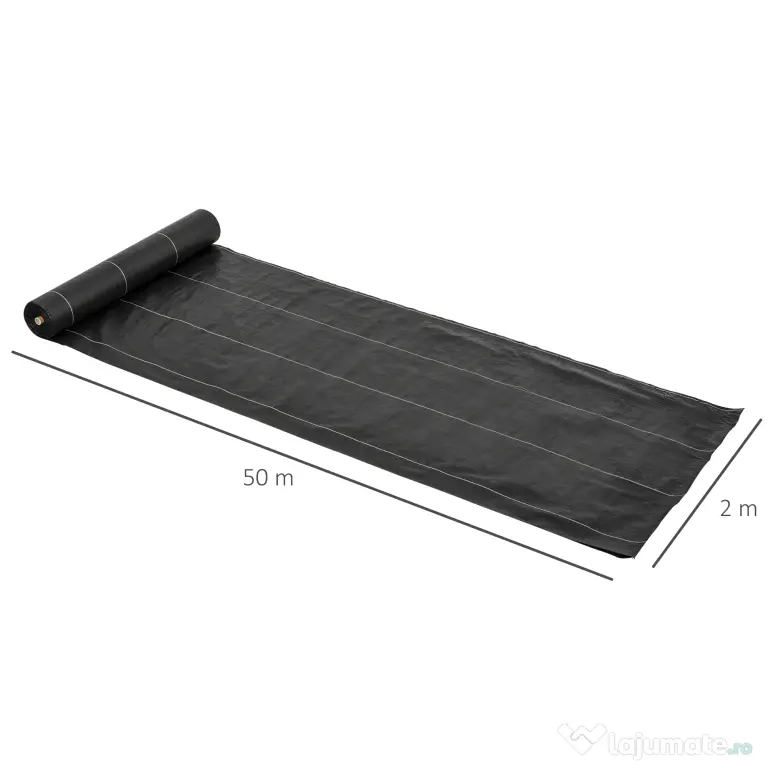 Outsunny Folie Neagră de Mulci 50x2m, Protecție UV, pentru Grădină, Sera, Drenaj Eficient | Aosom Romania