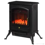 HOMCOM Semineu Electric cu Efect Flacără de Podea Putere 950W /1850W 42x28x54cm Negru