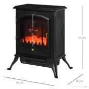 Semineu Electric cu Efect Flacara soba electrica de Podea aparat de incalzire electric 42x28x55cm Negru HOMCOM | Aosom Romania