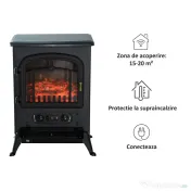 Semineu Electric cu Efect Flacara soba electrica de Podea aparat de incalzire electric 42x28x55cm Negru HOMCOM | Aosom Romania