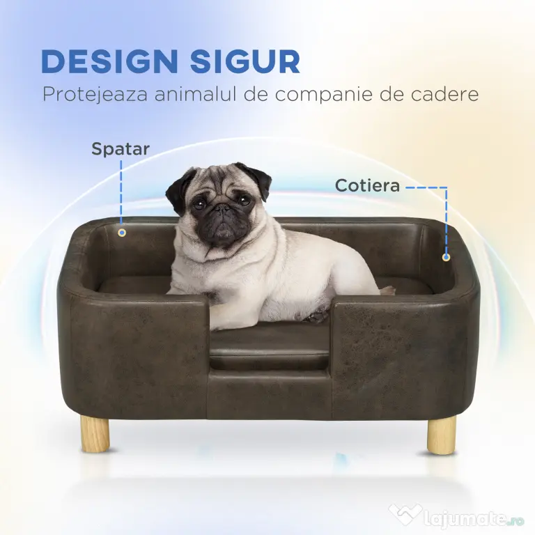 PawHut Canapea Maro pentru Animale cu Pernă Detașabilă și Spumă de Cauciuc, Confort și Suport, 74x48.5x31 cm | Aosom Romania