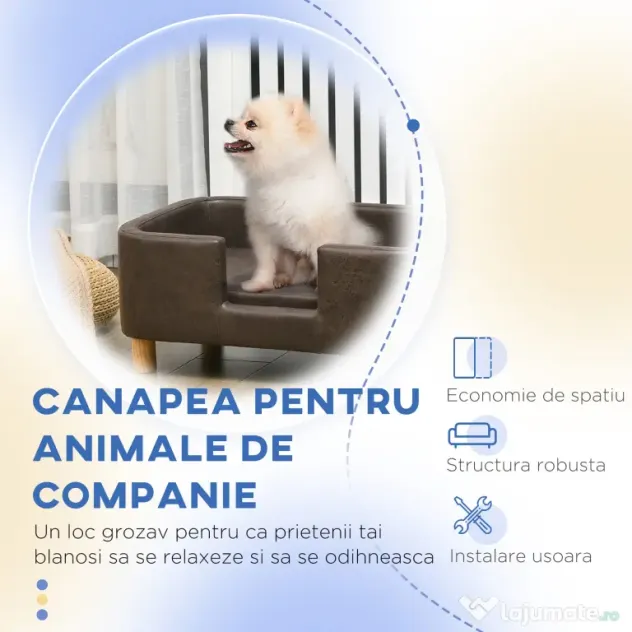 PawHut Canapea Maro pentru Animale cu Pernă Detașabilă și Spumă de Cauciuc, Confort și Suport, 74x48.5x31 cm | Aosom Romania
