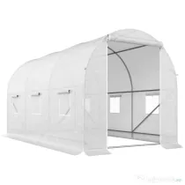Outsunny sera gradine3,5 x 2 x 2 m, cadru mare din otel galvanizat, tunel din polietilene pentru gradina, alb | Aosom Romania
