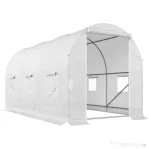 Outsunny sera gradine3,5 x 2 x 2 m, cadru mare din otel galvanizat, tunel din polietilene pentru gradina,  alb