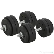 HOMCOM Set de 2 Gantere de 30kg in Total, cu 16 Discuri din Otel si Plastic pentru Antrenament acasa | Aosom Romania