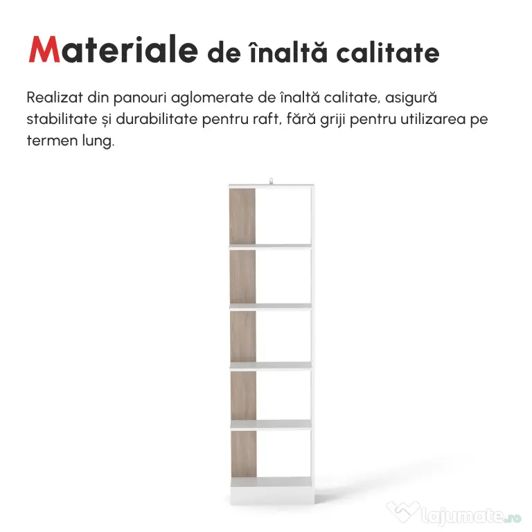 Homcom Raft Perete 5 Rafturi – Stejar & Alb, Design Modern pentru Camera