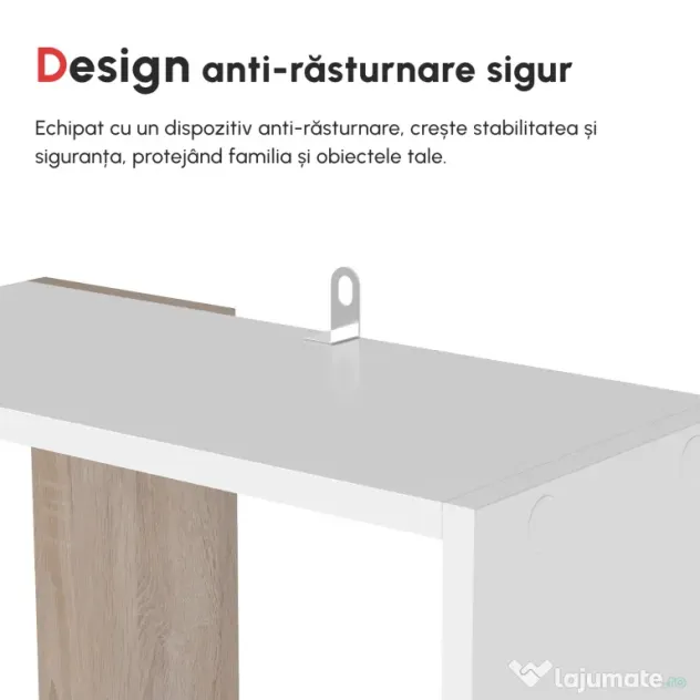 Homcom Raft Perete 5 Rafturi – Stejar & Alb, Design Modern pentru Camera