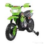 Homcom Moto Cross Electric – Copii, Verde cu Roti Ajutatoare