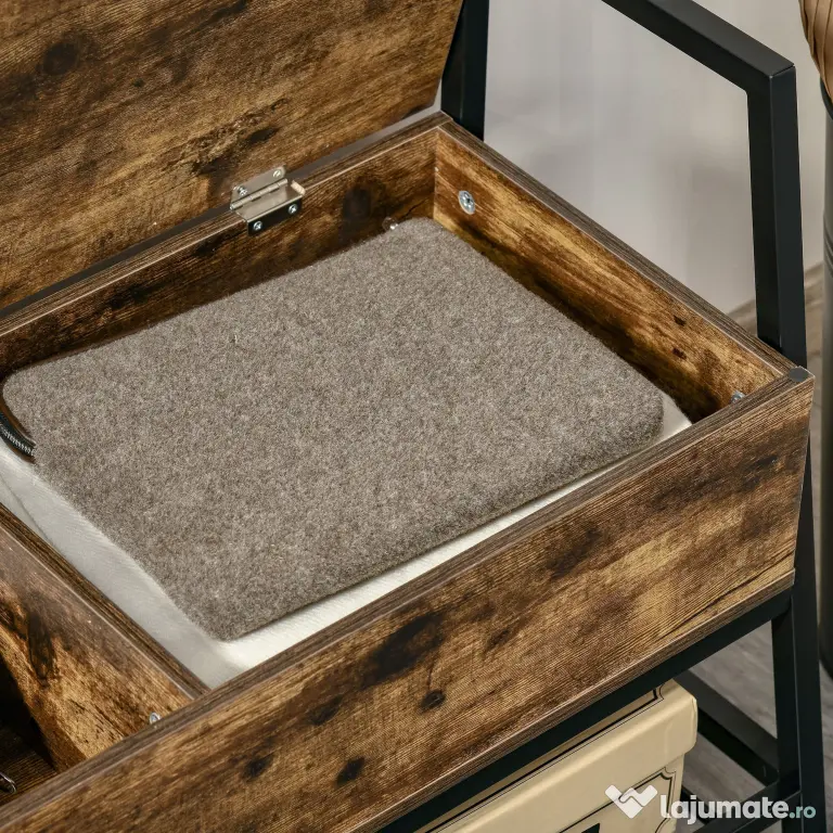 Suport de Pantofi in Stil Industrial Vintage cu Economisire de Spatiu din Lemn si Metal, Maro Rustic, 90x37x60cm HOMCOM | Aosom Romania