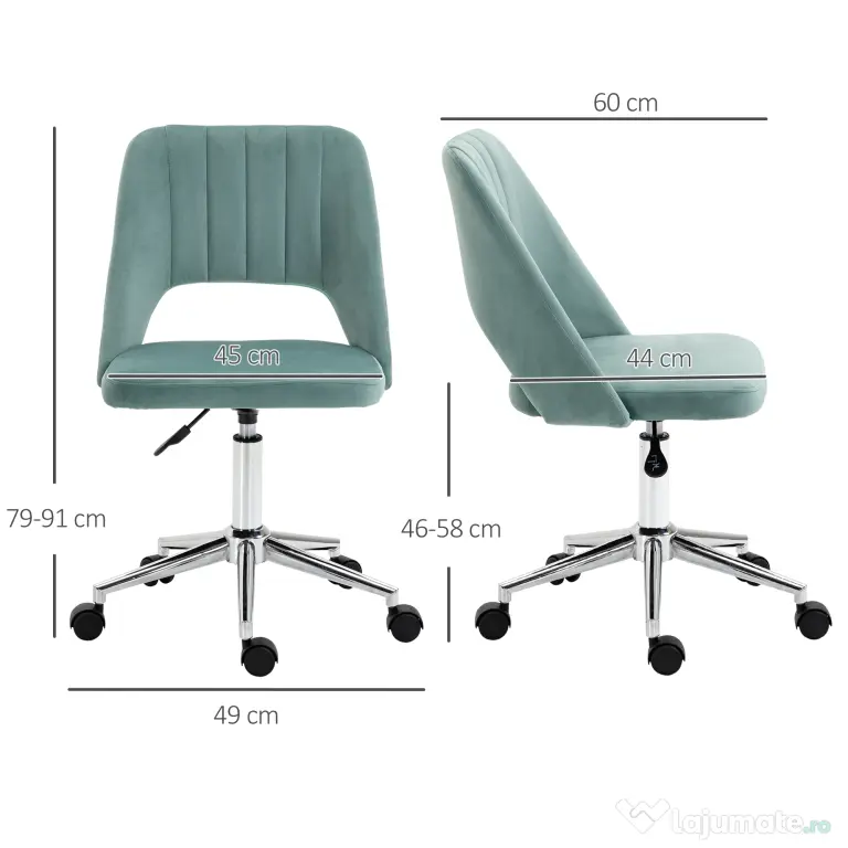 Scaun de Birou Ergonomic pentru Birou cu Inaltime Reglabila Vinsetto ,sarcina maxima 120 kg,Verde | Aosom Romania