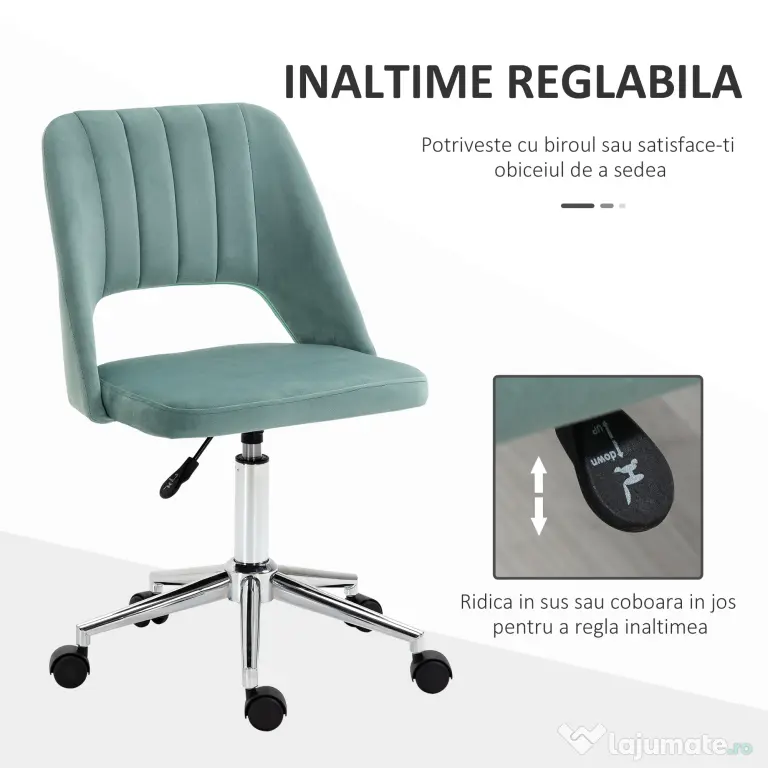 Scaun de Birou Ergonomic pentru Birou cu Inaltime Reglabila Vinsetto ,sarcina maxima 120 kg,Verde | Aosom Romania