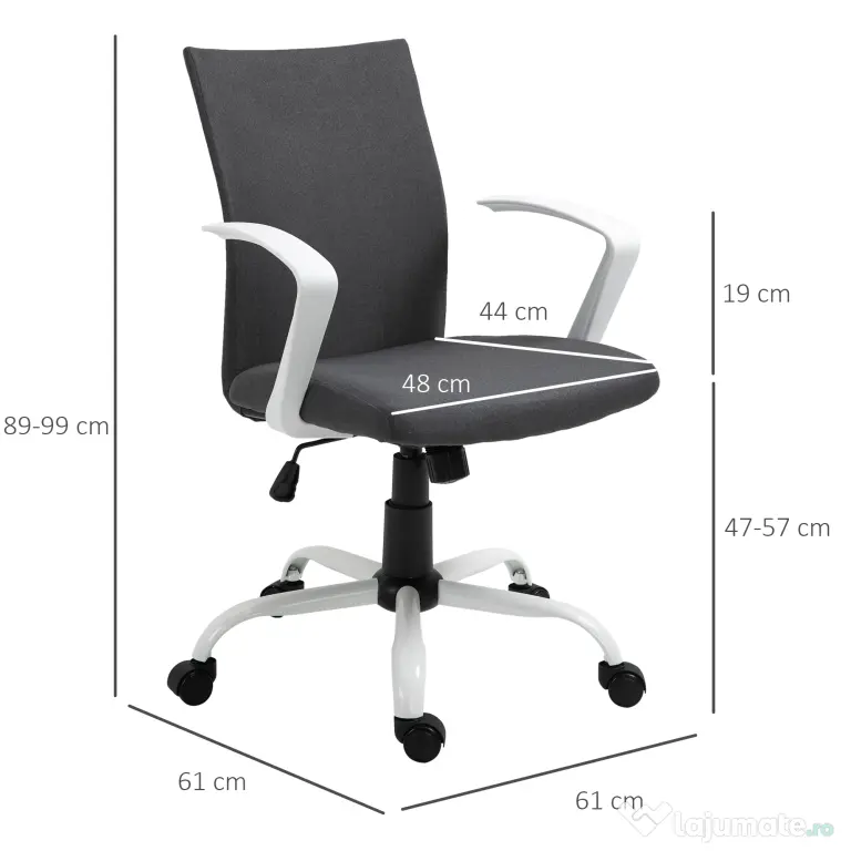 Vinsetto Scaun de Birou Ergonomic și Pivotant pentru Birou, Gri Închis | Aosom Romania