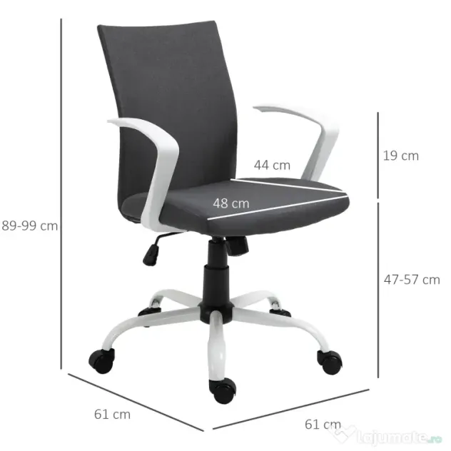 Vinsetto Scaun de Birou Ergonomic și Pivotant pentru Birou, Gri Închis | Aosom Romania
