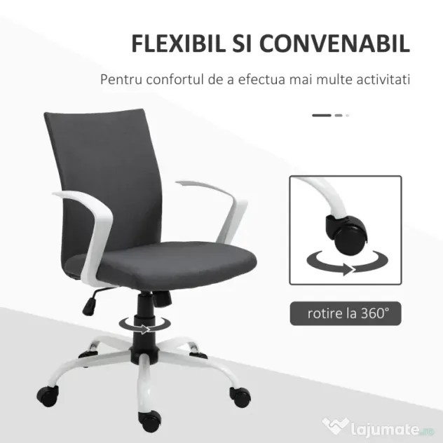 Vinsetto Scaun de Birou Ergonomic și Pivotant pentru Birou, Gri Închis | Aosom Romania