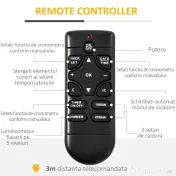 HOMCOM Semineu electric de sol incalzitor cu efect flacara, aparat de incalzire cu cronometru si telecomanda | AOSOM RO 
