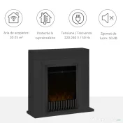 HOMCOM Semineu electric de sol incalzitor cu efect flacara, aparat de incalzire cu cronometru si telecomanda | AOSOM RO 