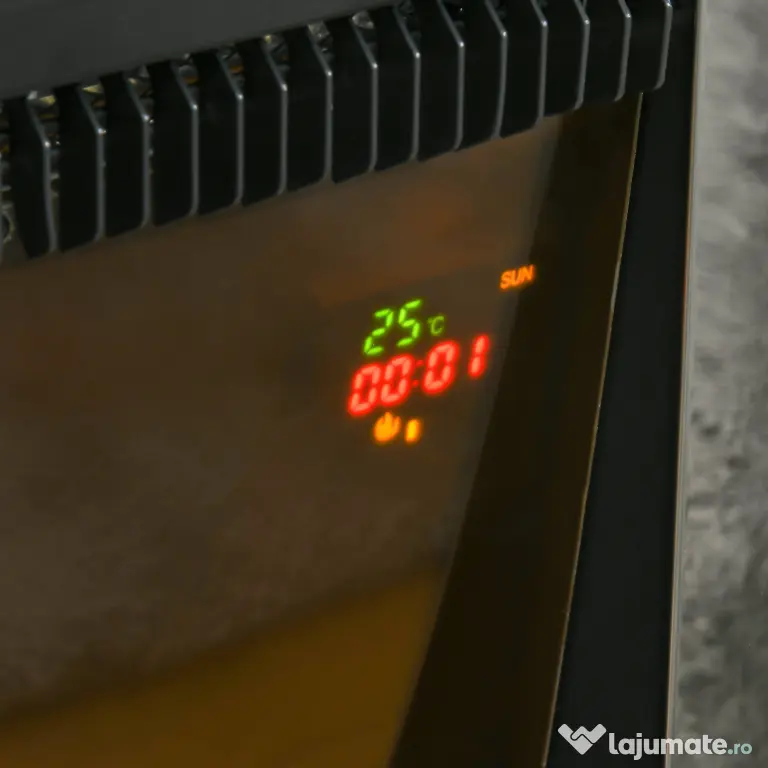 HOMCOM Semineu electric de sol incalzitor cu efect flacara, aparat de incalzire cu cronometru si telecomanda | AOSOM RO