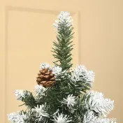 HOMCOM Brad de Crăciun Înzăpezit de 180 cm cu 630 de Ramuri și 37 de Conuri, din Plastic și Metal, Verde și Alb