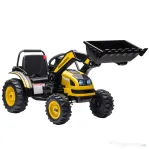 HOMCOM Buldozer Electric pentru Copii 3–5 Ani, Baterie 6V, cu Sunete și Lumini, Cupă Reglabilă, Viteză Reglabilă