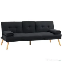 HOMCOM Canapea Extensibilă cu 3 Locuri, 2 Brațe Detașabile și Suport pentru Pahare, 181x77x78 cm, Gri antracit | Aosom Romania