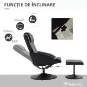 HOMCOM Fotoliu reclinabil de relaxare cu otoman pentru picioare si tapiterie din piele artificiala, 71x78x101cm, negru | Aosom Romania 