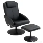 HOMCOM Fotoliu Reclinabil Relax cu Taburet pentru Picioare Asortat și Tapițerie din Piele Sintetică, Negru