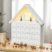 Calendar de Advent, Calendar din Lemn cu 24 sertare, decoratiune de craciun cu lumini HOMCOM | Aosom Romania 