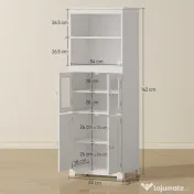 HOMCOM Dulap Camara Bucătărie, 2 Rafturi Deschise, 2 Dulapuri cu Uși, MDF și Sticlă Securizată, 60x30x162 cm, Alb | Aosom Romania 