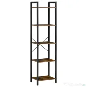 Bibliotecă Stil Industrial HOMCOM cu 5 Rafturi, Mobilier din Lemn și Oțel, Ideal pentru Casă, Birou și Studio, Design Rustic, Maro | Aosom Romania 