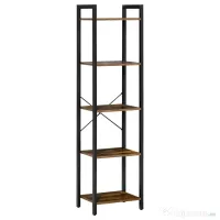 Bibliotecă Stil Industrial HOMCOM cu 5 Rafturi, Mobilier din Lemn și Oțel, Ideal pentru Casă, Birou și Studio, Design Rustic, Maro | Aosom Romania