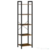Bibliotecă Stil Industrial HOMCOM cu 5 Rafturi, Mobilier din Lemn și Oțel, Ideal pentru Casă, Birou și Studio, Design Rustic, Maro | Aosom Romania