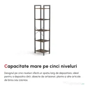 Bibliotecă Stil Industrial HOMCOM cu 5 Rafturi, Mobilier din Lemn și Oțel, Ideal pentru Casă, Birou și Studio, Design Rustic, Maro | Aosom Romania 