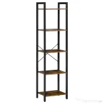 HOMCOM Bibliotecă stil industrial cu 5 rafturi din lemn și oțel, 40x30x154cm - Maro rustic