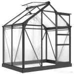 Outsunny Seră de Grădină din Policarbonat și Aluminiu cu Ușă Glisantă și Fereastră, 190x132x201 cm, Gri