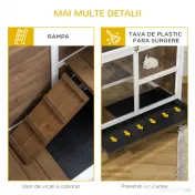 PawHut Cușcă pentru Iepuri/Rozători cu 2 Nivele, Căsuță, Rampă și Tavă Detașabilă, Cușcă din Lemn, 91,5x53,3x73 cm, Maro | Aosom Romania 